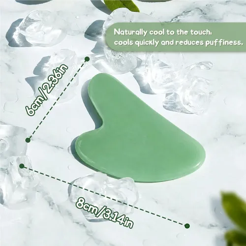 Gua Sha Facial Flagest Piedra Jade Forma Corazón Verde