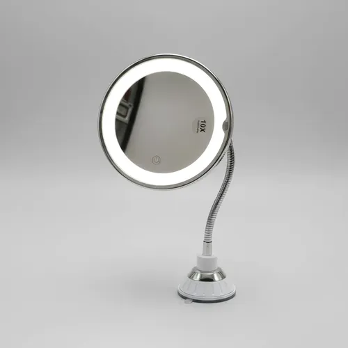 Espejo Redondo Maquillaje 10x Con Luz Led Y Soporte Flexible