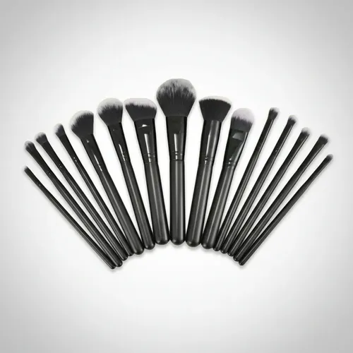 Set Brochas Maquillaje Profesional X15 Cruelty Free Negro