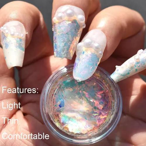 Polvos Holográficos Opal Chrome Uaruogp 2 Pack Para Uñas
