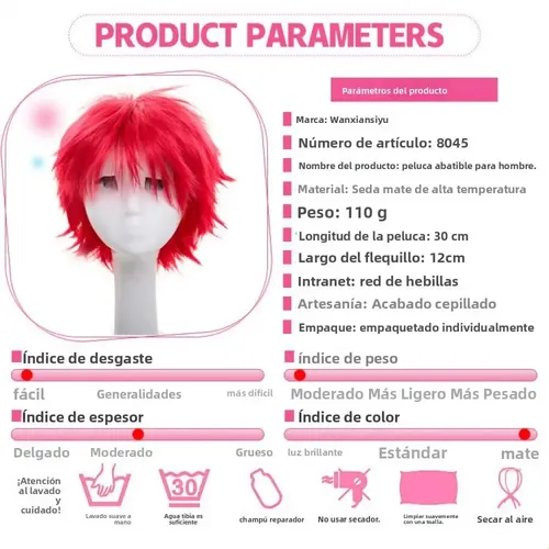 Set De Pelucas De Cosplay Para Hombre, Colorido, Rizado Inve