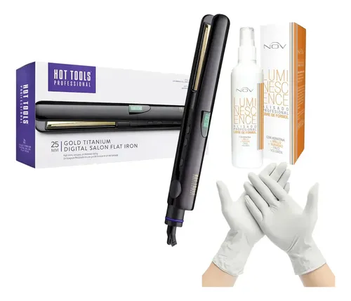 Planchita Pelo Hot Tools + Alisado Nov + Guantes De Negro