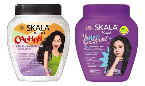 Kit Skala Gelatina + Baño Mais Cachinhos Rulos Niñas 1 Kg
