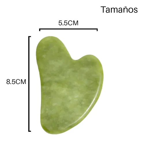 Piedra Masajeadora Facial Gua Sha de Jade Xiuyan Verde con Forma de Corazón