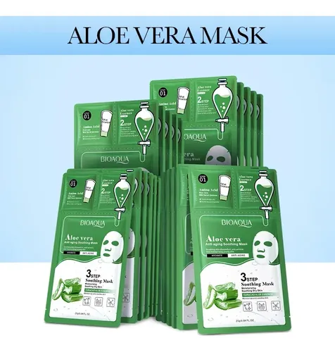 Set De Mascarillas Faciales Bioaqua X 3 Aloe-colageno-hialu