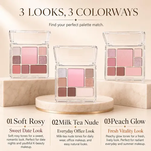Paleta Maquillaje 6 Sombras + Rubor Contorno Soft Rosy