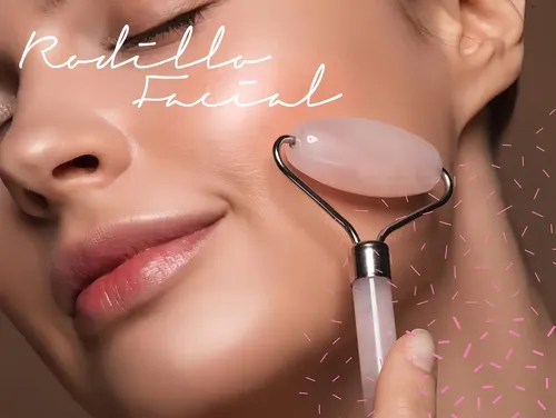 Rodillo Masajeador Facial Cuarzo Rosa Duga Gua Sha D541 Rostro
