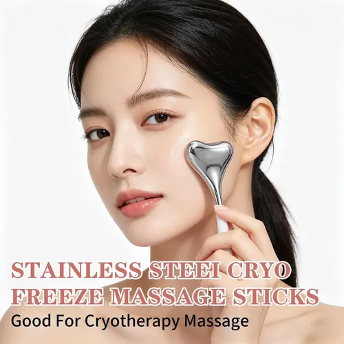 Set 2 Gua Sha Y Rodillos Fríos Acero Inoxidable Facial