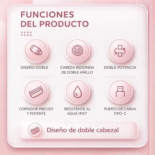 Depiladora Eléctrica Indolora Para Mujer Con Doble Cabezal