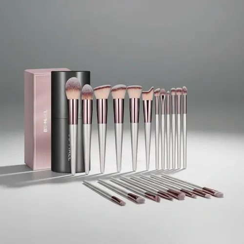 Set De 18 Brochas De Maquillaje Bs-mall Champagne