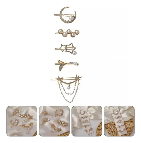 5 Broches Para El Pelo Con Perlas A La Moda Para Mujer