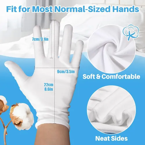Guantes Algodón Blancos Reutilizables Para Manos Secas