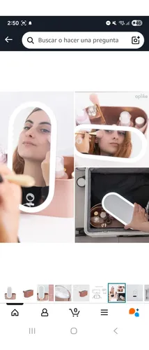 Portacosmetico Organizador De Maquillaje Con Espejo Led Rosa