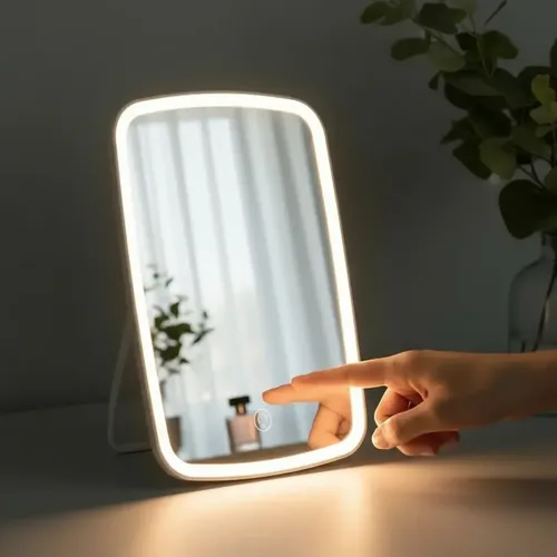 Espejo Rectangular Led Táctil Poratil Calido Frio Neutro Usb