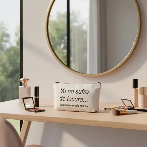 Neceser De Lona Estampada 21×14 Organizador Viaje Maquillaje Locura