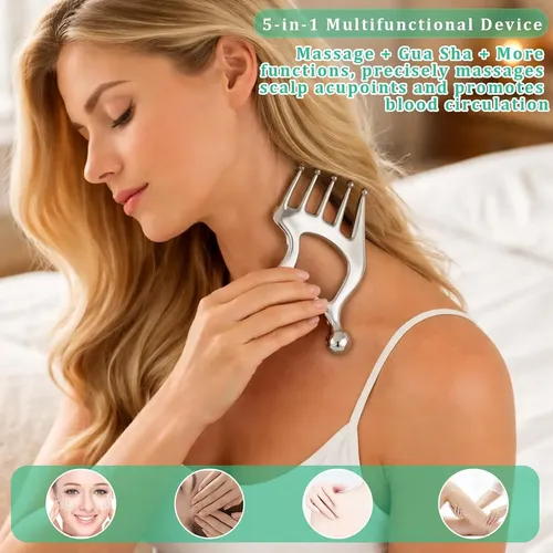 Gua Sha Metal 5 En 1 Masajeador Facial Y Corporal