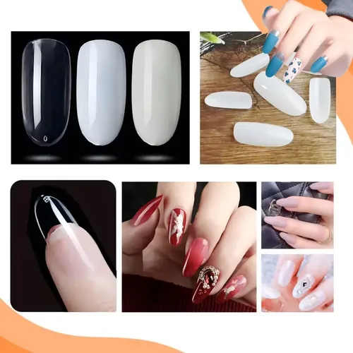 Tips Almendra Cristal Natural Blanco 100 Unidades Uñas Escul