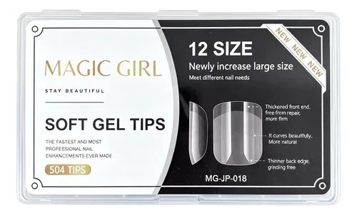 Tips Soft Gel Cuadrado Corto Transparente 504 Unidades