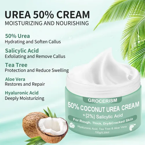 Crema 8urea, 50 Por Ciento Para Pies, 10.58 Onzas Con Avena
