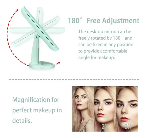 Espejo De Maquillaje Deweisn Con Luz Led 21 Luces Verde