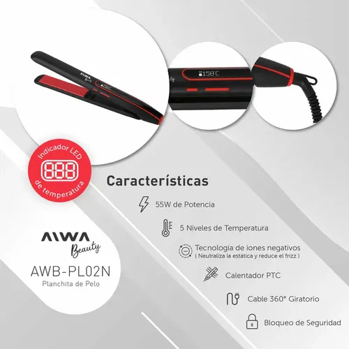 Planchita De Pelo Aiwa Beauty 55w Placas Cerámicas Regulador