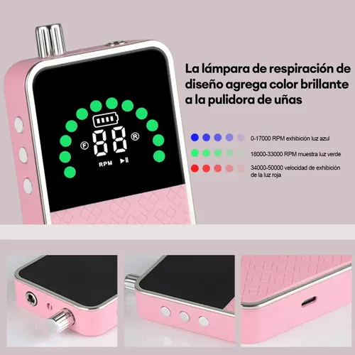Taladro Profesional Para Pulir Limas De Uñas, Portátil, 50 0 Rosa