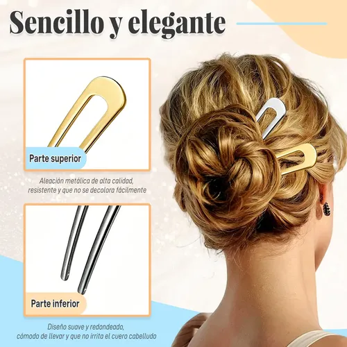 4 Pcs Francés Palillos Cabello Accesorio Cabello Mujer De U