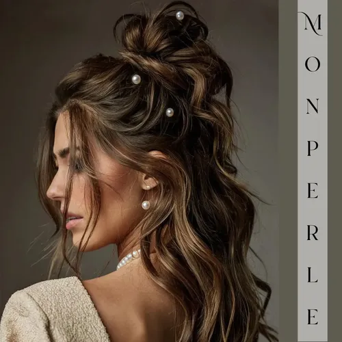 Accesorios Pelo Aplique Perlas Resortes Fiestas Comunion Blanco