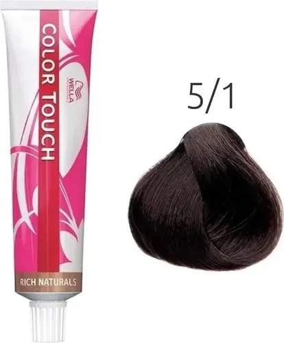Tintura Wella Color Touch 5/1 Castaño Ceniza sin Amoníaco para Cabello