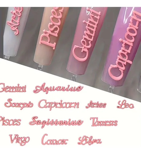 36pcs Letras Uñas Arte Zodiacal Aries Piscis Oro Plata Rosa