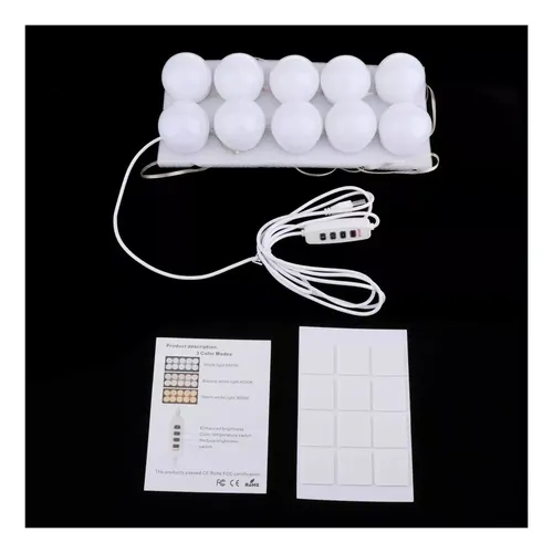 Luces Para Espejo De Maquillaje, 10 Bombillas Led, 3 Colores