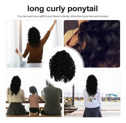 Pieza De Cabello Rizado Largo Para Coleta Con Extensión