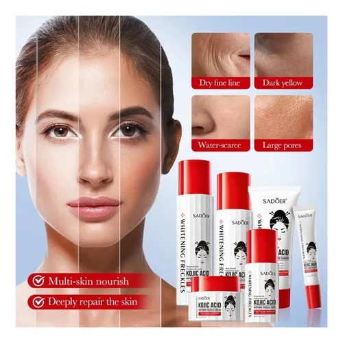 Kit Skincare Sadoer Ácido Kójico Blanqueador X6 Productos