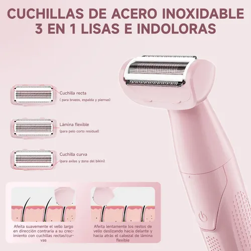 Depiladora Para Bikini Mujer 3 En 1 Recargable Portátil Electrica Rasuradora Húmeda O Seca Adecuado Para Partes Íntimas Zona Axilas Y Todo El Cuerpo Enchen