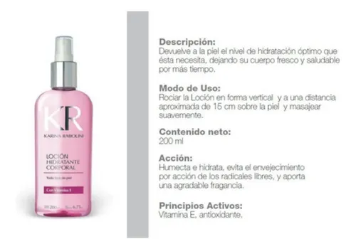 Locion Hidratante Karina Rabolini 200 Ml – Vitamina E Rosa