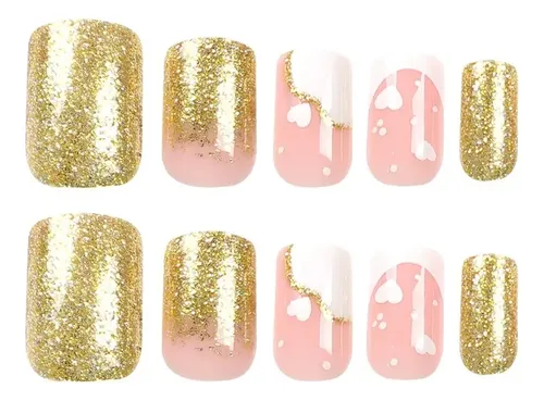 Uñas Postizas Desmontables En Colores Contrastantes