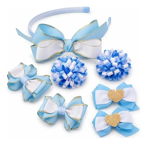 Kit X7 Colitas Para Niñas Con Vincha Y Moños Argentina