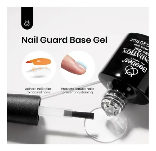 Kit Esmalte Gel Blanco Y Negro 4 Pzs Base Y Top Coat