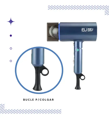 Secador De Pelo Portátil Eurobeauty Plegable 1400w Secado Rapido 3 Velocidades Azul