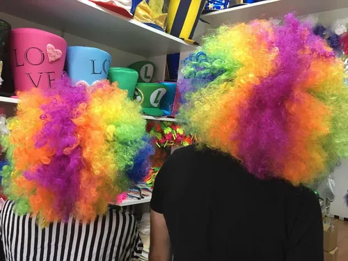 Peluca Payaso Súper Afro Gigante Multicolor Pelucas Grandes