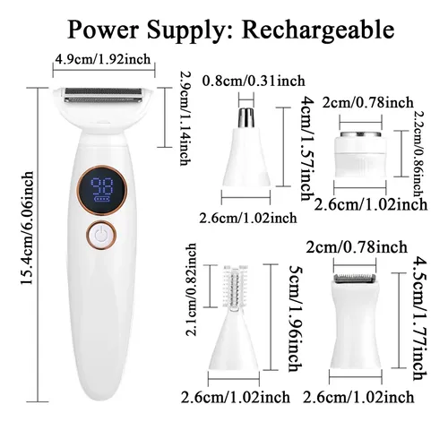 Set De Depiladora Eléctrica 5 En 1 Para Mujeres, Depilación  White