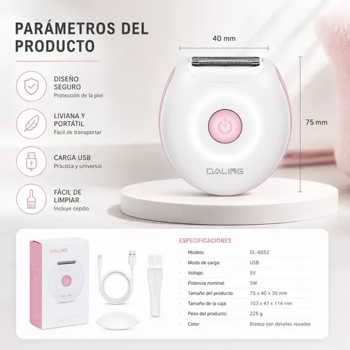 Depiladora Femenina Daling Portátil Recortadora Corporal