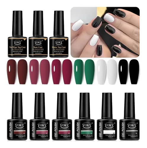 Kit De Base De Gel Rojo, Verde, Blanco Y Negro, Capa Superio