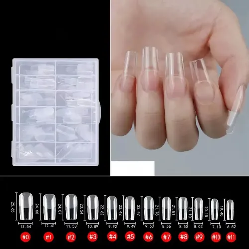 Tips De Uñas Acrílicas Profesionales Alta Calidad X120u Color Transparente Cuadradas Medianas