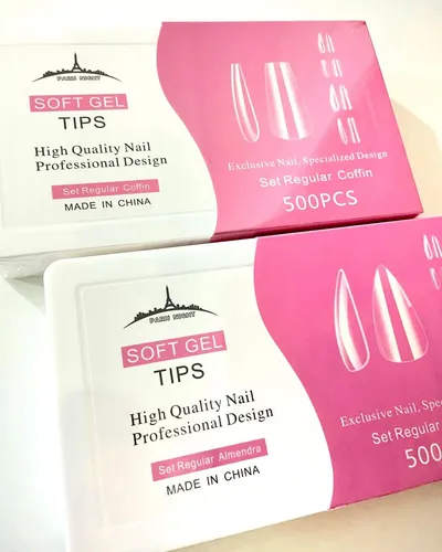 Tips Soft Gel Press On Paris Night Caja X500 Uñas Postizas