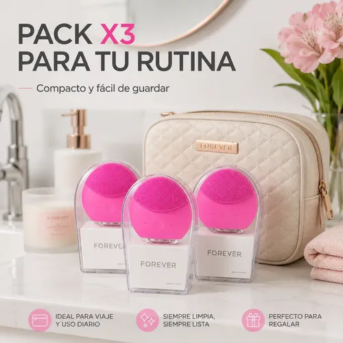Pack X3 Limpiador Facial Eléctrico De Silicona Forever Kit