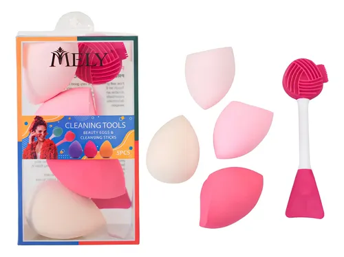 Set Esponjas Cepillo Espatula Limpiador Silicona Maquillaje
