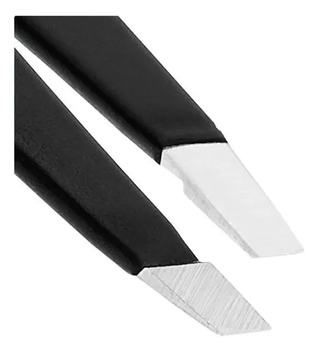 Pinzas De Cejas Auray Acero Inoxidable Negra Punta Inclinada