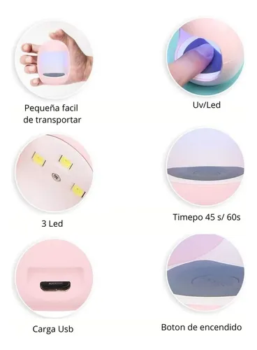 Mini Lampara Uv Led Usb Secado Esmalte De Uñas Q3