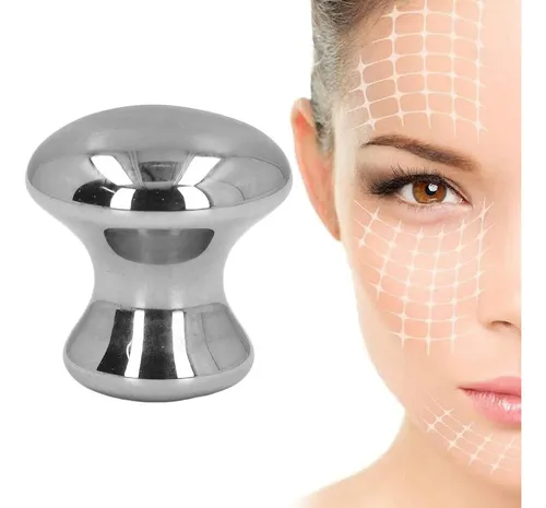 Rodillo Facial Gua Sha Acero Inoxidable Para Masajes